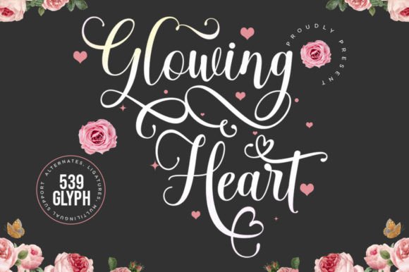 The Elegant Flow of the Glowing Heart Typeface